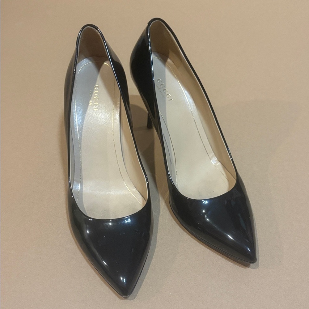 Authentic Gucci Black Patent Leather 3.5 " Heels